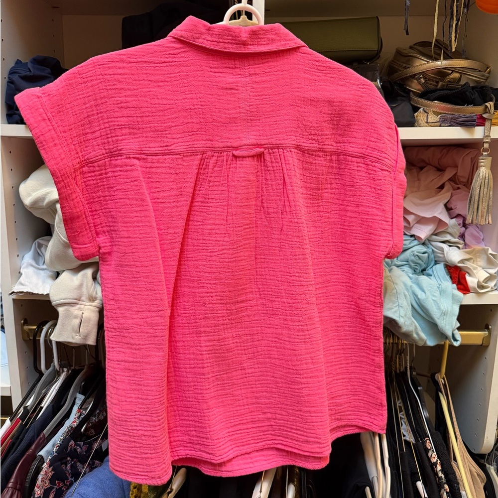 Vineyard Vines Bright Pink Gauze Blouse - Picture 4 of 4